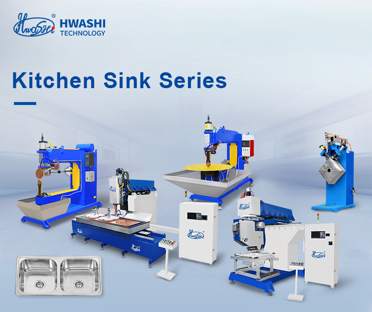 Hwashi Inox SS304 المطبخ مزدوج المغسلة خيط آلة لحام والفولاذ المقاوم للصدأ CNC المغسلة الملمع آلة طحن