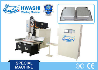 Hwashi واحد سنة كفالة 9.5V ac آليّ cnc آلة التماس لحام الفولاذ المقاوم للصدأ لفندق / مطعم بالوعة